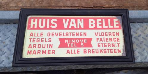 Blikken reclameplaat Huis van Belle België🏠, Verzamelen, Merken en Reclamevoorwerpen, Gebruikt, Reclamebord, Ophalen of Verzenden
