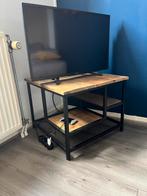 Bijzet tafel hout/staal, Huis en Inrichting, 50 tot 100 cm, Rond, Ophalen of Verzenden, Zo goed als nieuw