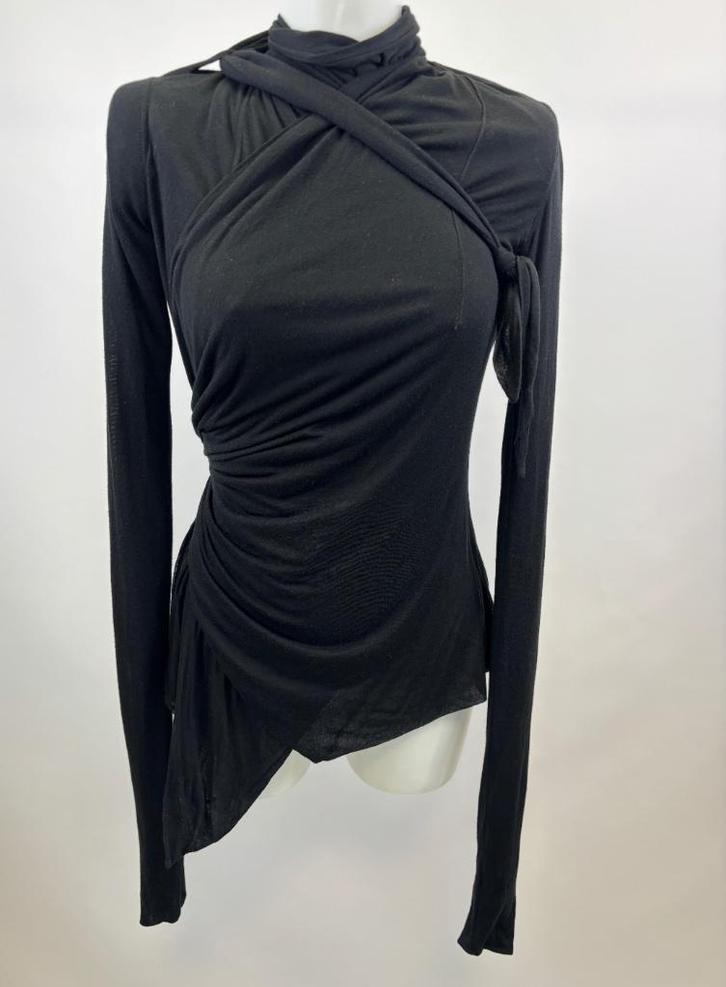 RICK OWENS Zwart knoop top  MAAT 36, Kleding | Dames, Tops, Zo goed als nieuw, Maat 36 (S), Zwart, Lange mouw, Ophalen of Verzenden