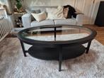 Glazen salontafel met houten frame (IKEA Malmsta), Ophalen, 100 tot 150 cm, 50 tot 100 cm, Zo goed als nieuw