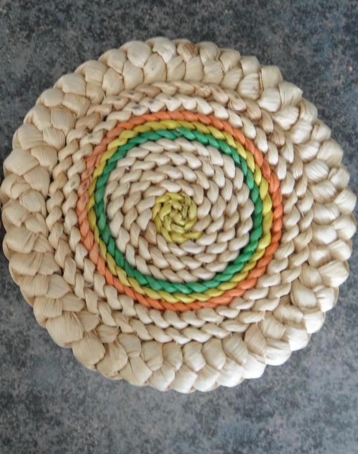 raffia pannen onderzetter  jaren 60-70, Antiek en Kunst, Antiek | Keukenbenodigdheden, Ophalen of Verzenden