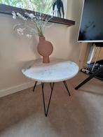 Ronde marmeren salontafel met zwart onderstel, Ophalen, 50 tot 100 cm, Rond, 50 tot 100 cm