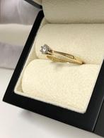 Gouden Solitair Ring 0.25 ct Briljant Geslepen Diamant, Ophalen of Verzenden, Met edelsteen, Dame, Goud