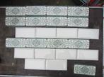 13 stuks Antieke wandtegels 7,5x15cm groene afbeelding 195cm, Ophalen