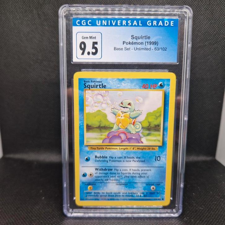 Squirtle Base Set Unlimited CGC 9.5, Hobby en Vrije tijd, Verzamelkaartspellen | Pokémon, Zo goed als nieuw, Ophalen of Verzenden