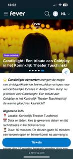 Ticket Coldplay, candlelight theater Tuschinski, 5 april, Tickets en Kaartjes, Cadeaubon, Overige typen, Eén persoon