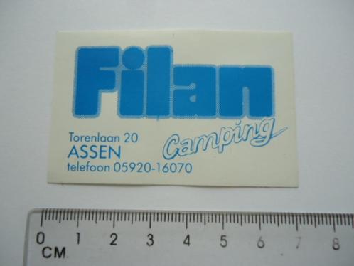 sticker oud FILAN CAMPING Assen kamperen retro caravan, Verzamelen, Stickers, Zo goed als nieuw, Bedrijf of Vereniging, Verzenden
