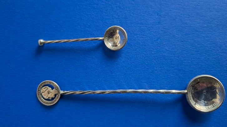 Twee zilveren muntlepels., Antiek en Kunst, Antiek | Goud en Zilver, Ophalen of Verzenden