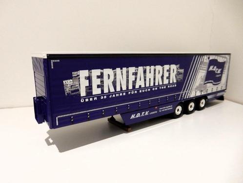 Tekno 3-assige schuifzeilenoplegger Fernfahrer H.D.T.V., Hobby en Vrije tijd, Modelauto's | 1:50, Zo goed als nieuw, Bus of Vrachtwagen