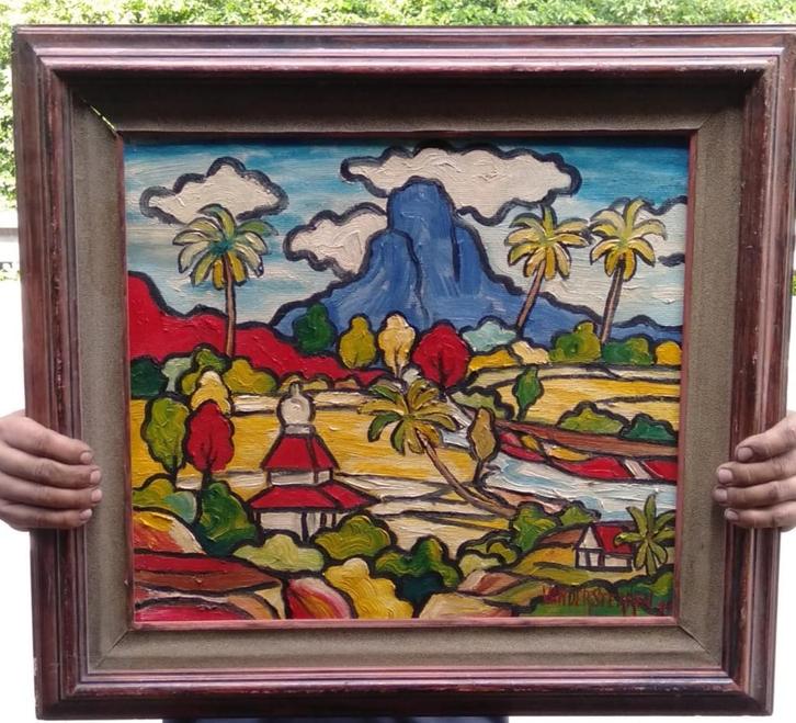 John van der Sterren met certificaat, Antiek en Kunst, Kunst | Schilderijen | Abstract, Ophalen of Verzenden