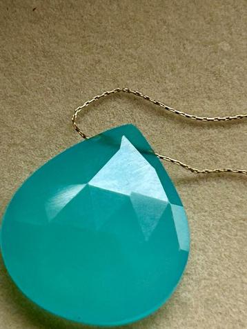 Gouden ketting 750 /18 keet edelsteen  blauw  beschikbaar voor biedingen