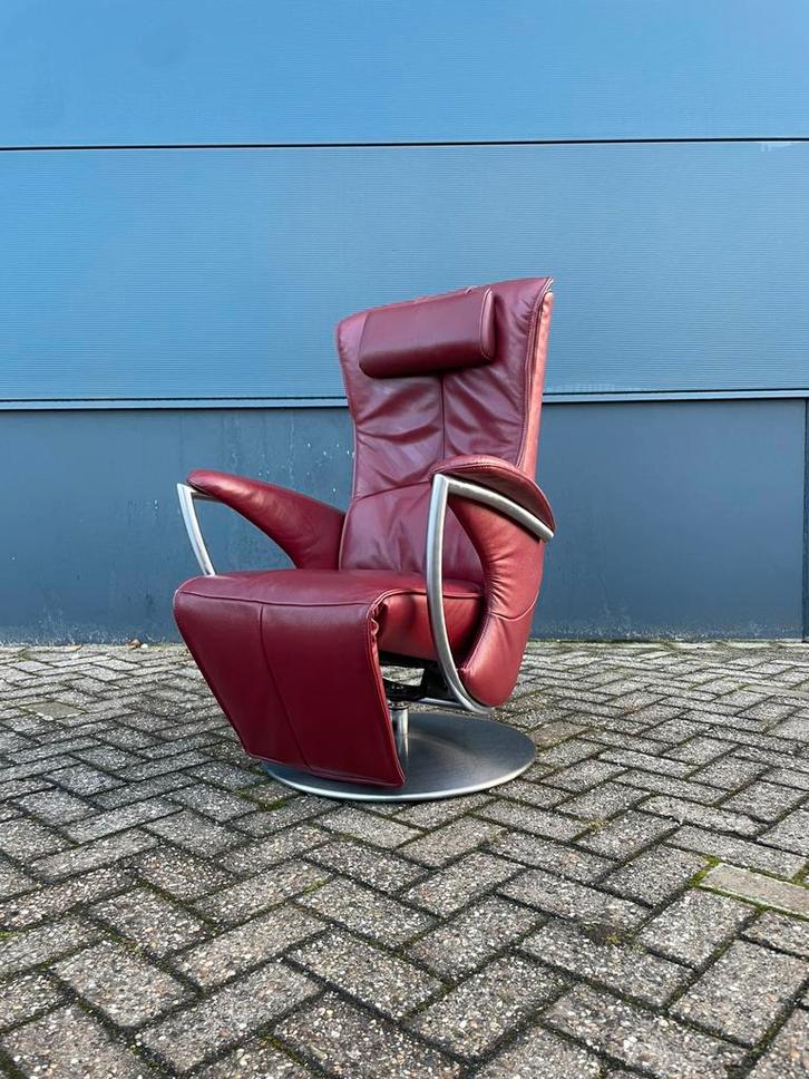 Prachtige rode leren kennedy relax fauteuil / relaxstoel, Huis en Inrichting, Fauteuils, Ophalen