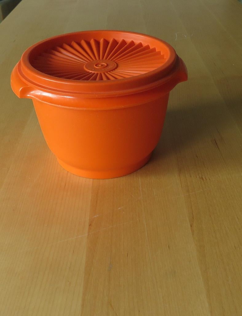 Tupperware Oranje Trommel met Sterdeksel Retro/Vintage, Ophalen, Gebruikt, Oranje, Bus of Trommel