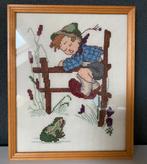 Geborduurd en ingelijst Hummel ‘oei een kikker’, Hobby en Vrije tijd, Borduren en Borduurmachines, Ophalen of Verzenden, Zo goed als nieuw