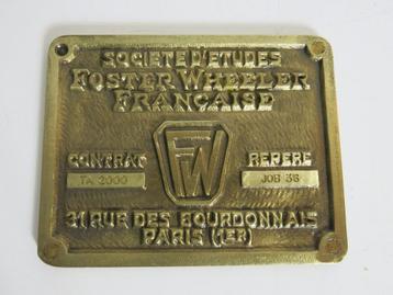 Oude messing ingenieursbouwplaats plaquette beschikbaar voor biedingen