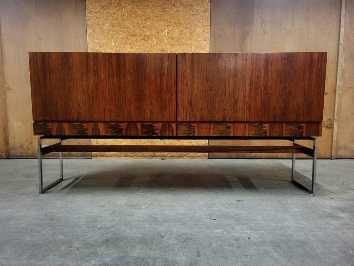 Vintage highboard in palissander van Aurora Meubelfabriek, Huis en Inrichting, Kasten | Dressoirs, Gebruikt, 200 cm of meer, 50 tot 75 cm