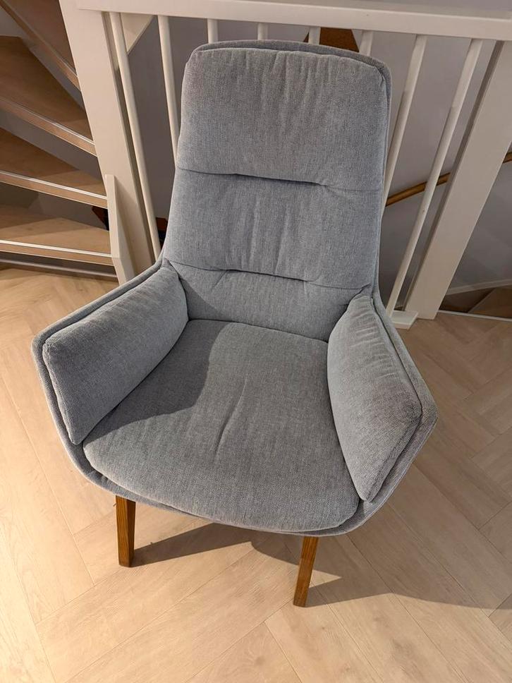 Fauteuil Goossens te koop aangeboden!, Huis en Inrichting, Stoelen, Gebruikt, Eén, Hout, Stof, Grijs, Ophalen