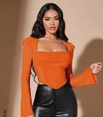 Oranje top met flared mouwen, Oranje, Ophalen of Verzenden, Zo goed als nieuw, Lange mouw