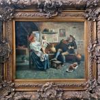 Schilderij: Familie met Accordeon (95 cm bij 85 cm), Antiek en Kunst, Kunst | Schilderijen | Klassiek, Ophalen