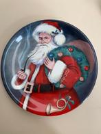 Groot porseleinen bord kerstman met pijp. Bord Kerstmis., Diversen, Kerst, Ophalen, Zo goed als nieuw