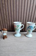 set twee vintage botanische mokken beker koffie thee 70s, Ophalen of Verzenden, Zo goed als nieuw, Overige stijlen, Kop(pen) en/of Schotel(s)
