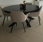 Luxe eettafel set met 4 stoelen, Ophalen, 100 tot 150 cm, Rond, Zo goed als nieuw