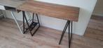Tafel/Bureau met houten blad en metalen poten, Ophalen, Rechthoekig, 50 tot 100 cm
