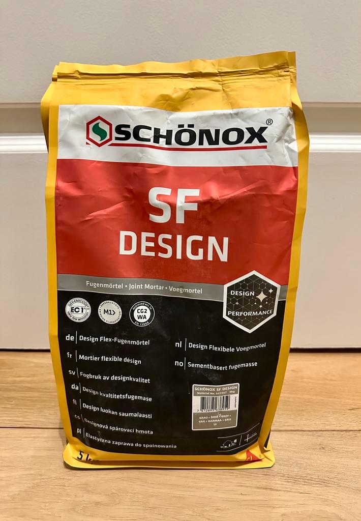 Schönox Voegmortel SF Design (2,4kg) Grijs, Doe-het-zelf en Verbouw, Tegels, Gebruikt, Wandtegels, Overige materialen, 60 cm of meer