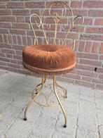 Retro Boudoir Stoeltje - Jaren 50, Gebruikt, Bruin, Ophalen of Verzenden, Metaal