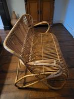 Vintage rieten bankje, jaren '50/'60, Huis en Inrichting, Stoelen, Ophalen, Bruin, Eén