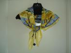 Zijden sjaal 85 x 88 cm geel blauw groen, Nieuw, Sjaal, Verzenden