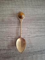 Lepel lepeltje met tijgeroog vintage oud goudkleurig, Ophalen of Verzenden