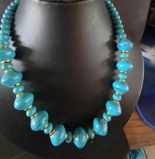 Turquoise Ketting ~Size: ca 50/55 cm, Sieraden, Tassen en Uiterlijk, Kettingen, Nieuw, Overige materialen, Blauw, Verstelbaar
