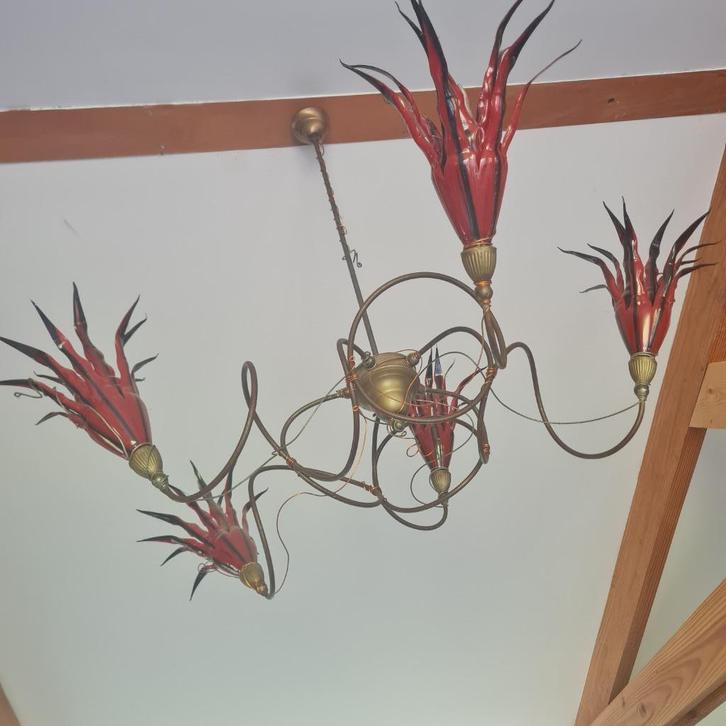 Kroonluchter, hanglamp, kelken, Queens Gallery, Rob Leben., Huis en Inrichting, Lampen | Kroonluchters, Gebruikt, Kunststof, Metaal