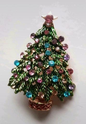 Nieuw, broche, kerstboom met strass. 4 cm / 5,5 cm beschikbaar voor biedingen