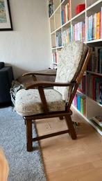 Houten (massief eiken?) stoel fauteuil , zit heerlijk, Antiek en Kunst, Ophalen of Verzenden