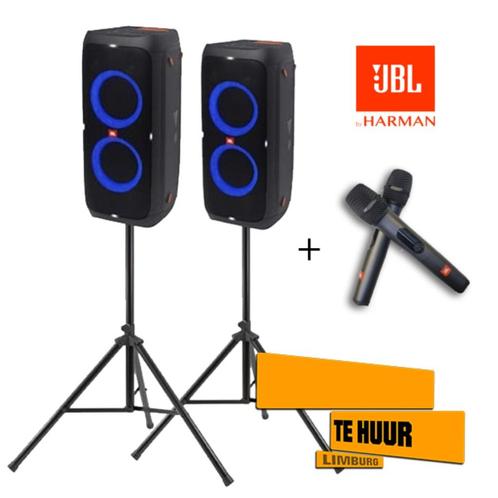 2x JBL Partybox op statief. (Te Huur), Hobby en Vrije tijd, Feestartikelen | Verhuur, Nieuw, Verjaardag, Ophalen of Verzenden