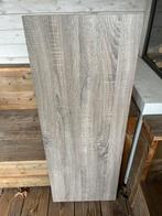 Eiken fineer plank (120x46x3,5), 2 zwart stalen plankdragers, Ophalen, Zo goed als nieuw