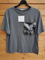 ZARA T-shirt met pailletjes mt. S/M, Nieuw, Zara, Grijs, Maat 36 (S)