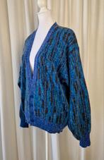 Vintage unisex oversized cardigan, fel blauw 'Hairy' breisel, Kleding | Dames, Truien en Vesten, Blauw, Maat 46/48 (XL) of groter