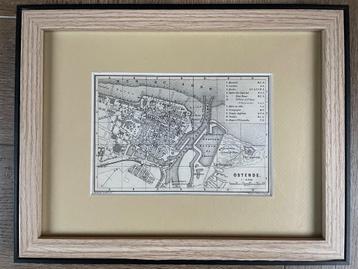 1885 Landkaart Oostende in Belgie O U D in lijst beschikbaar voor biedingen
