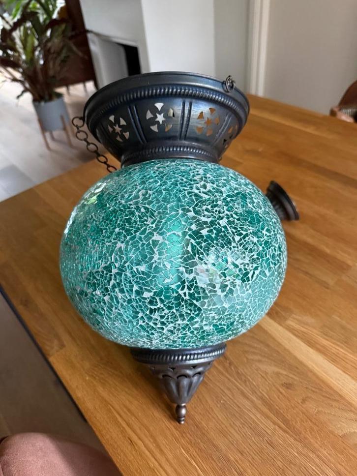 Oosterse hanglamp glas mozaïek, Huis en Inrichting, Lampen | Hanglampen, Zo goed als nieuw, Minder dan 50 cm, Glas, Ophalen
