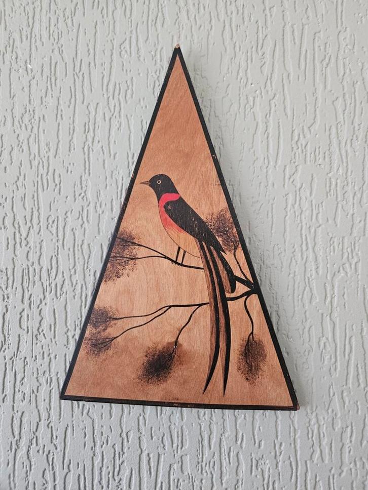 Houten Tweeluik met Vogels, Huis en Inrichting, Woonaccessoires | Wanddecoraties, Ophalen of Verzenden