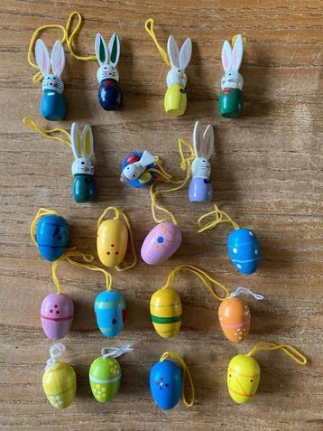 19 Paashangers houten pasen hout hanger paasei paashaas ei beschikbaar voor biedingen