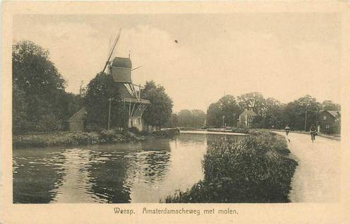 (300-224-057) Weesp Amsterdamscheweg met Molen, Verzamelen, Ansichtkaarten | Nederland, Noord-Holland, Verzenden