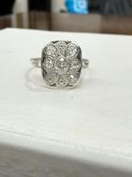 Antieke Platina Ring met Diamant, Sieraden, Tassen en Uiterlijk, Ringen, Gebruikt, Wit, Ophalen of Verzenden, Met edelsteen