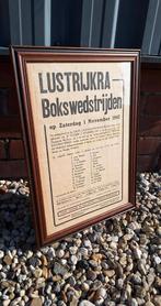 Boksposter, boks affiche van bokswedstrijden uit 1947👊, Ophalen, Met lijst, Sport, A1 t/m A3