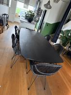 5x Zwarte Rotan Eetkamerstoelen – Model Sava, Ophalen, Gebruikt, Zwart, Modern, Boho of Scandinavisch
