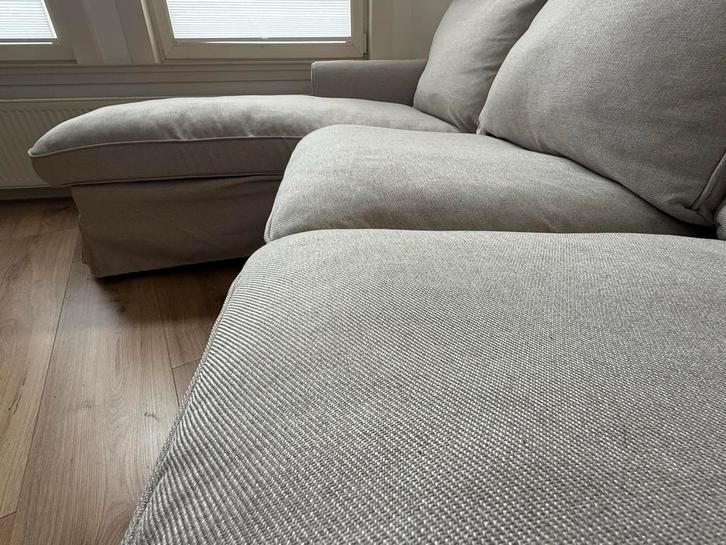 IKEA EKTORP 3-zitsbank met chaise longue, Kilanda lichtbeige, Huis en Inrichting, Banken | Bankstellen, Zo goed als nieuw, Hoekbank