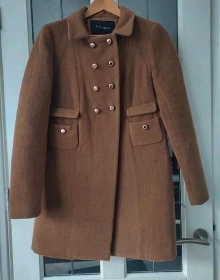 Tara Jarmon Wintermantel Donker Camel - Maat M, Kleding | Dames, Jassen | Winter, Gedragen, Maat 38/40 (M), Bruin, Ophalen of Verzenden